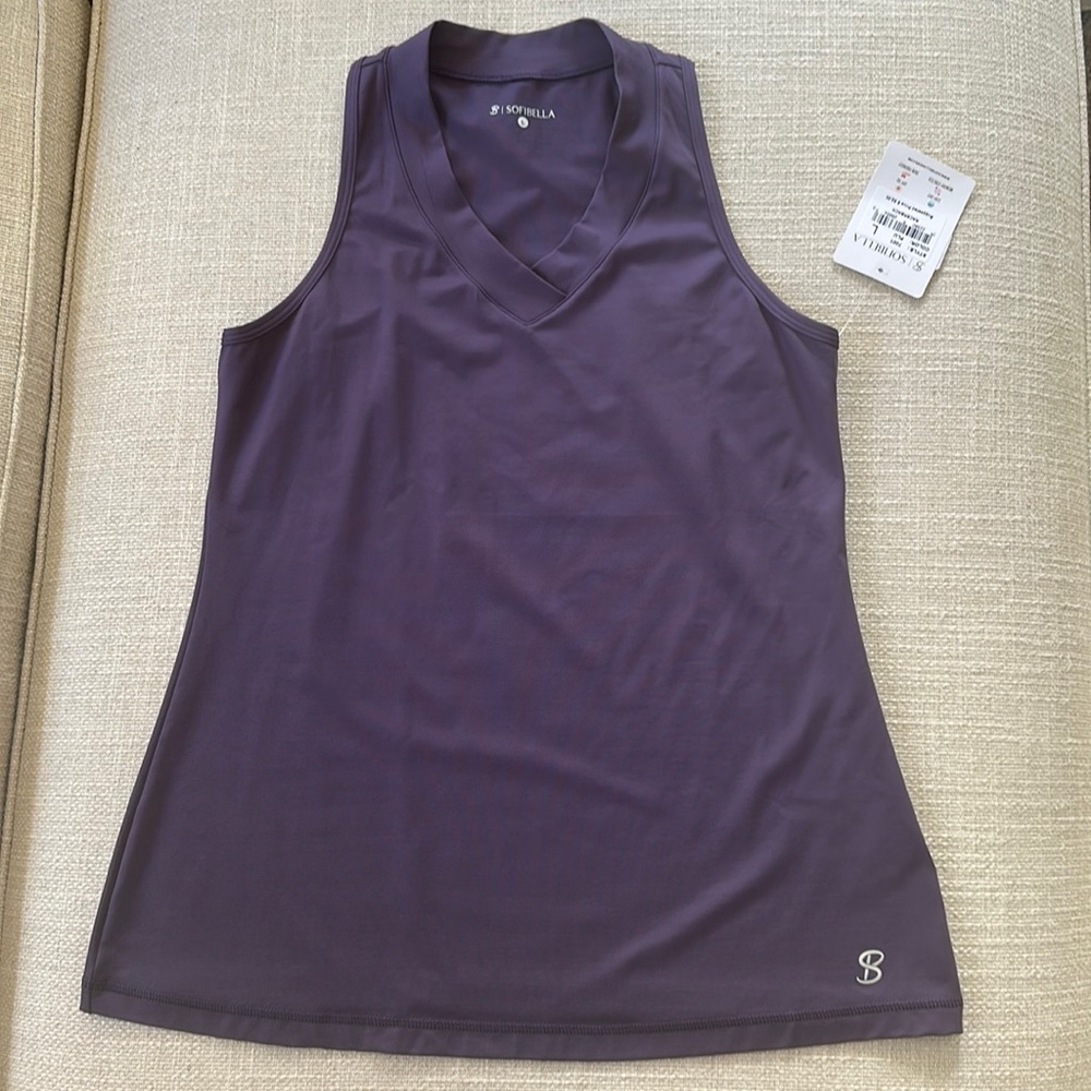 SOFIBELLA TENNIS- Golf- athletic v neck racer back tank size Large